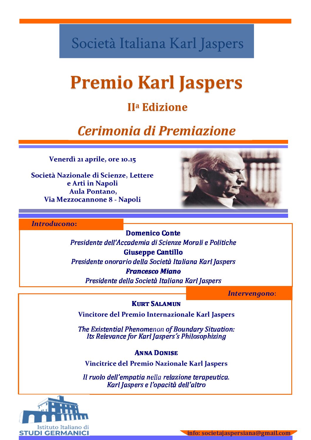 Al momento stai visualizzando II edizione Premio Jaspers Cerimonia di Premiazione 21 Aprile 2023